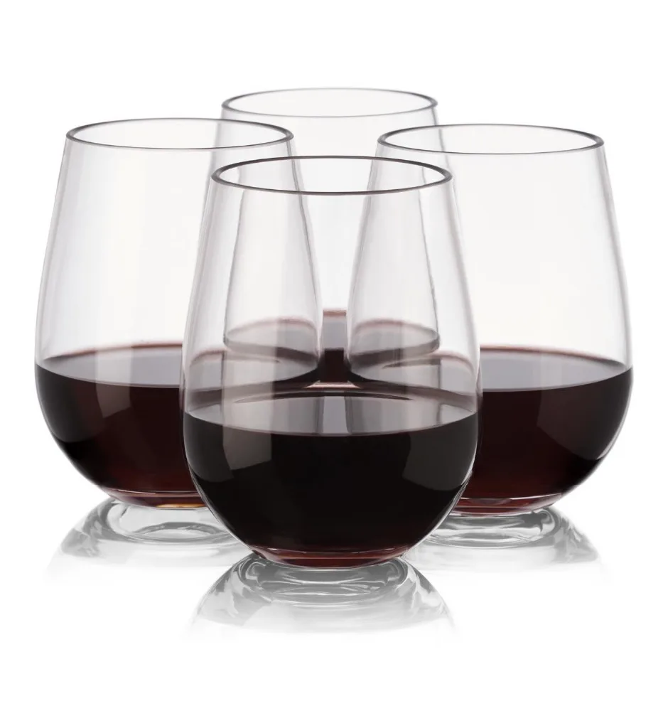 

2020 BPA Free Unbreakable PET Plastic Stemless Wine Glasses, Clear/custom
