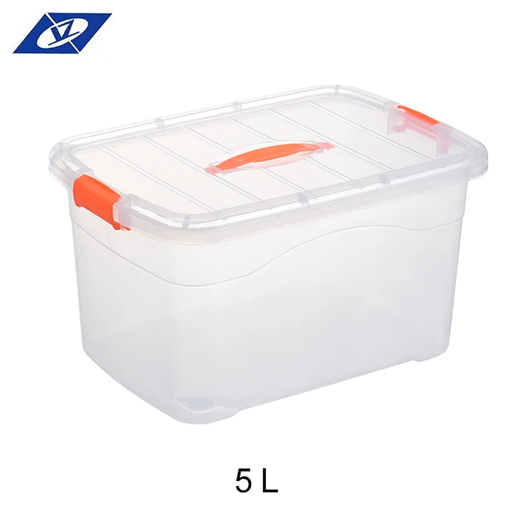 

Eco Friendly 5L Transparent Clear Plastic Storage Box With Lock, Transparent, orange, green, blue or customized