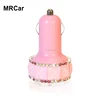 Universal bling diamond design 3.1A output 2 ports usb in car charger shenzhen for smart phone
