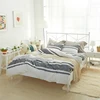 Gray white color stripe print king size pure cotton bedding set