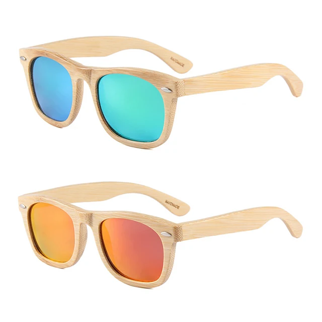 

DLK2008 Wholesale Fashion Mirrored Flat Lens Bamboo Sunglasses
