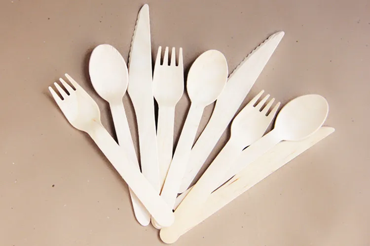 burr free high quality wood material disposable cutlery set