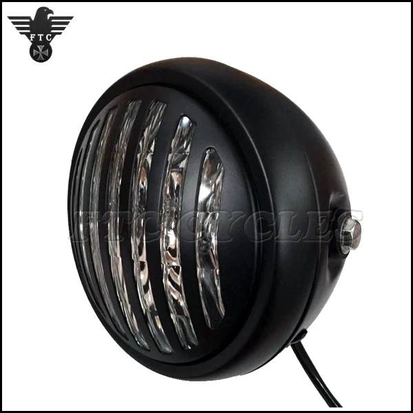 
5.75' Vintage Motorcycle Headlight with Black Grille for Harley Custom 