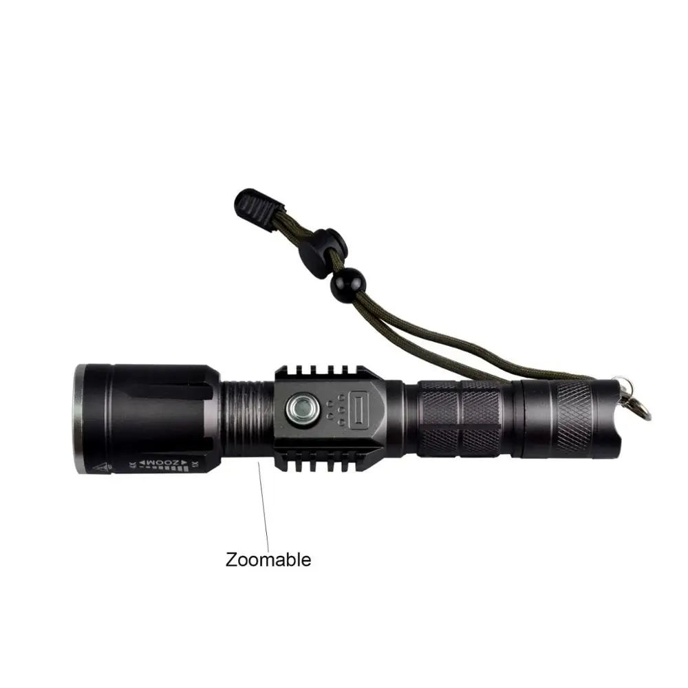 Wholesale Portable Zoom Waterproof XM-LT6 Police Security Flashlight with USB Charger