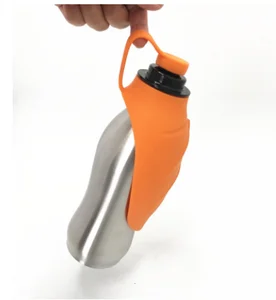 Image of Pet bowl stainless steel silicone / stainless STEEL dog water bottle