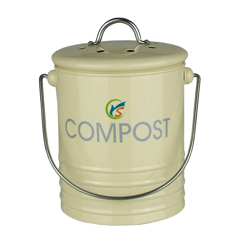 High Quality Mini Cream Metal Countertop Compost Bin Buy