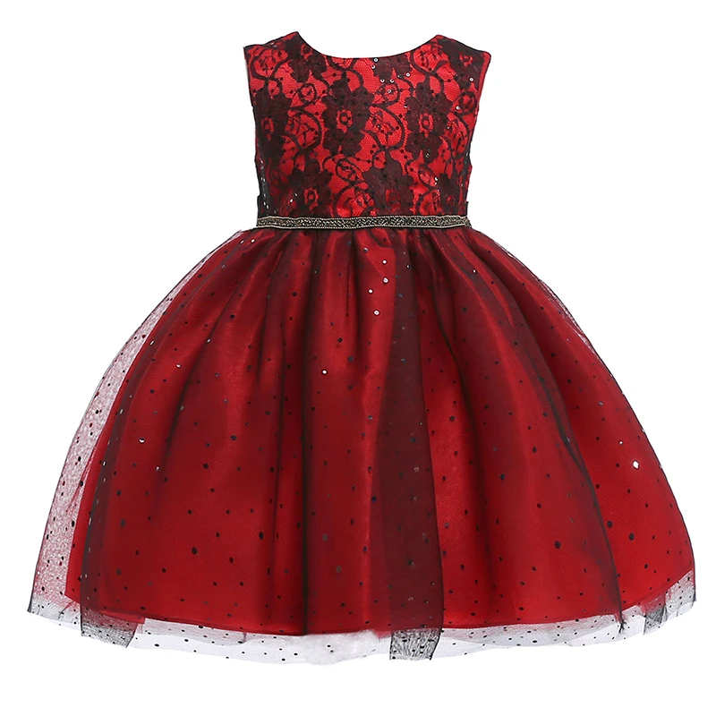 

Frock Design For Baby Girl Princess Dress Kids Clothing L5002, Red;champagne