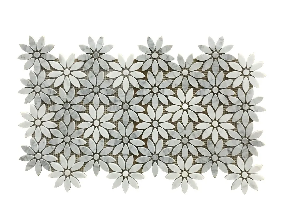 Yixing Carrara White Marble Honed Flower Mesh Water Jet Mosaic Wall Yixing Carrara White Marble Honed Flower Mesh Water Jet Mosaic Wall Tile Product On Alibaba
