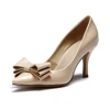 Custom Made Nude Jing Pin Shoes Bowknot Heels