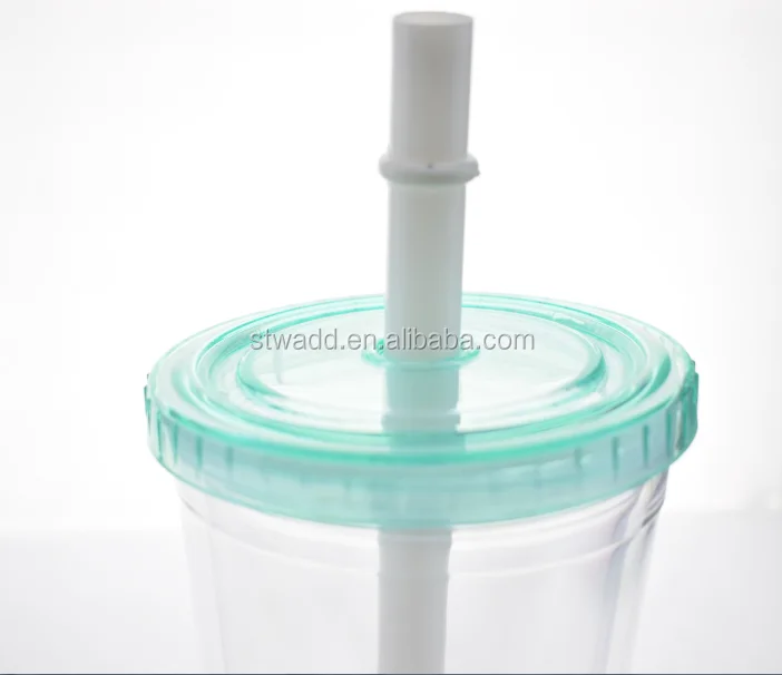 FOOD GRADE Plastic reusable bubble tea cups tumblers with fat straw 14mm