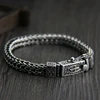 925 Sterling Silver Fashion Braided Dragon Bone Bracelet Men's Retro Thai Silver Jewelry