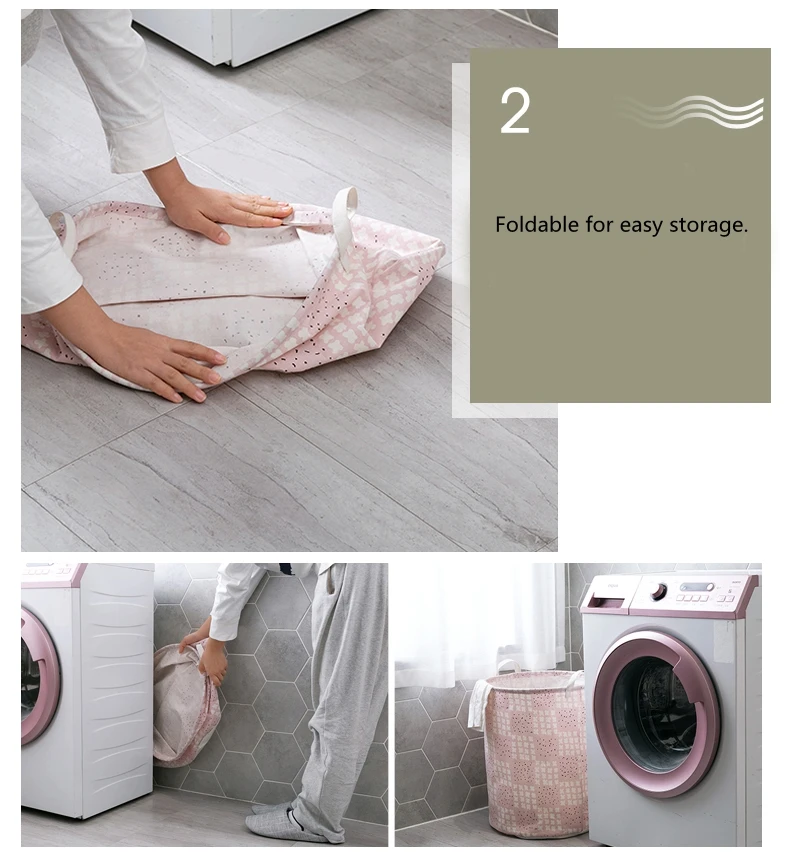 China Supplier logo printing custom cartoon cotton linen fabric pe waterproof craft laundry basket