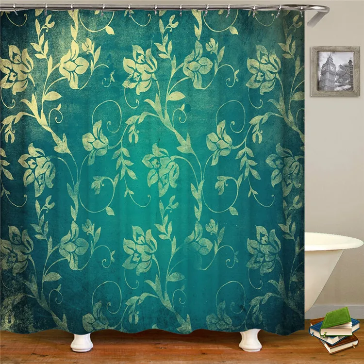 

Fashionable polyester shower curtain with hooks