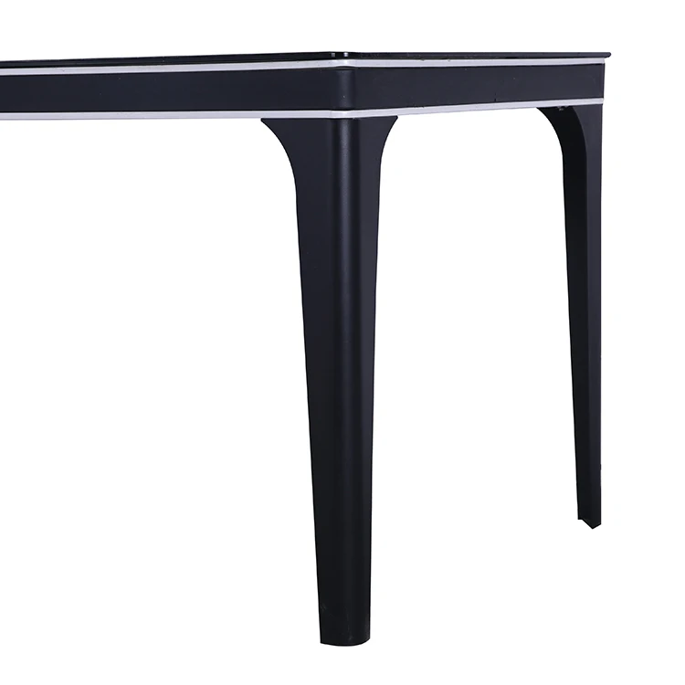 wholesale cheap home furniture kitchen mdf Tempered glass black restaurant dining tables