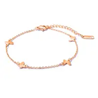 

Fashion Women Jewelry Butterfly Rose Gold Stainless Steel Anklets for Women