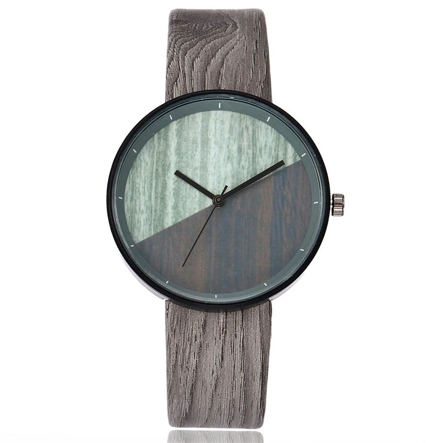 

Women Wood watch watch small MOQ simple logo leather Wood grain Wrist watch, 4 colors as the picture