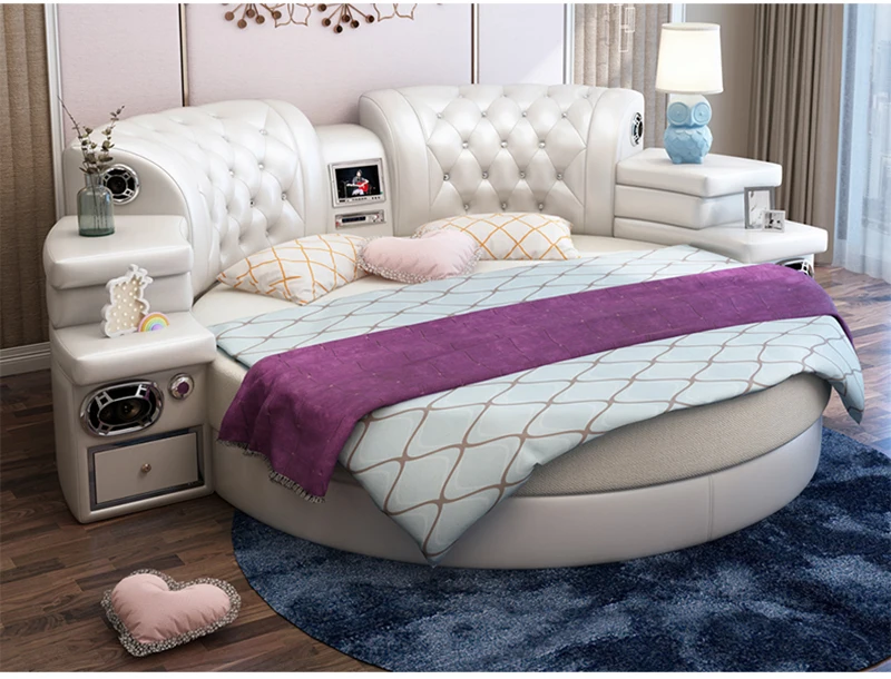 Girls Bedroom Furniture Pink Big Round Leather Bedcheap Round Beds For