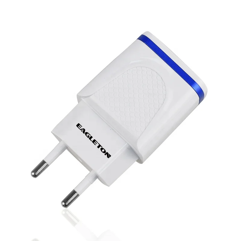 

2 USB Port Auto-IC EU Home Adapter Wall Charger with micro PVC USB Cable, White