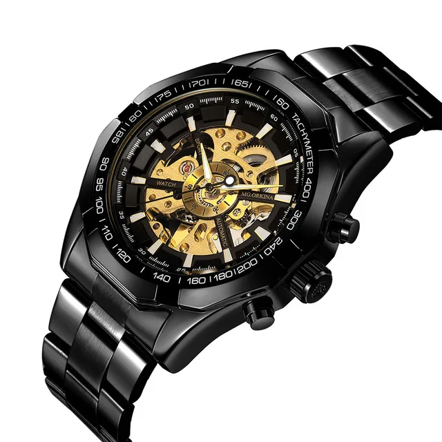 Top Brand Luxury Skeleton Clock High quality mechanical watches Automatic Mechanical Watch vintage Man Watch, Any color are available