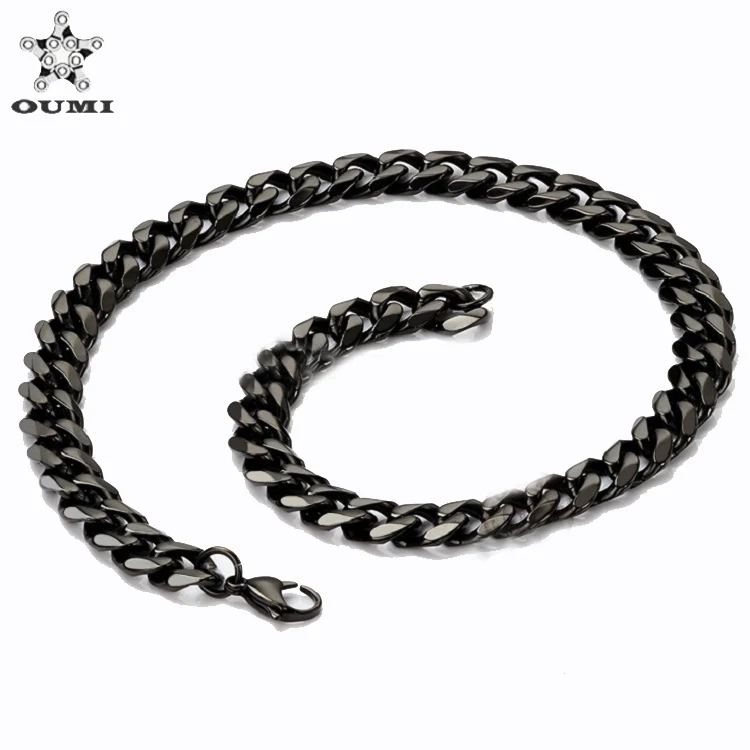 

Manufacturer Jewelry Black Color Curb Chain for Men Jewelry Stainless Steel Chain Necklace