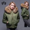 Luxurious Apparel Raccoon Fur Hood Fake Fur Plain Jacket Bomber