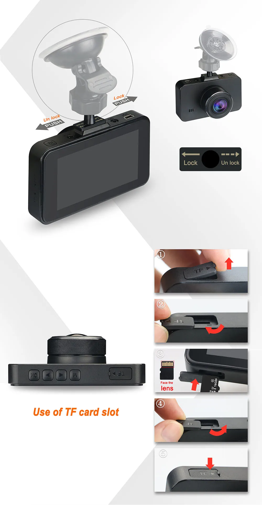 Ms3 Hd 1296p 2k Dash Cam With 3'' Hd Tft Patent Appearance Car Black