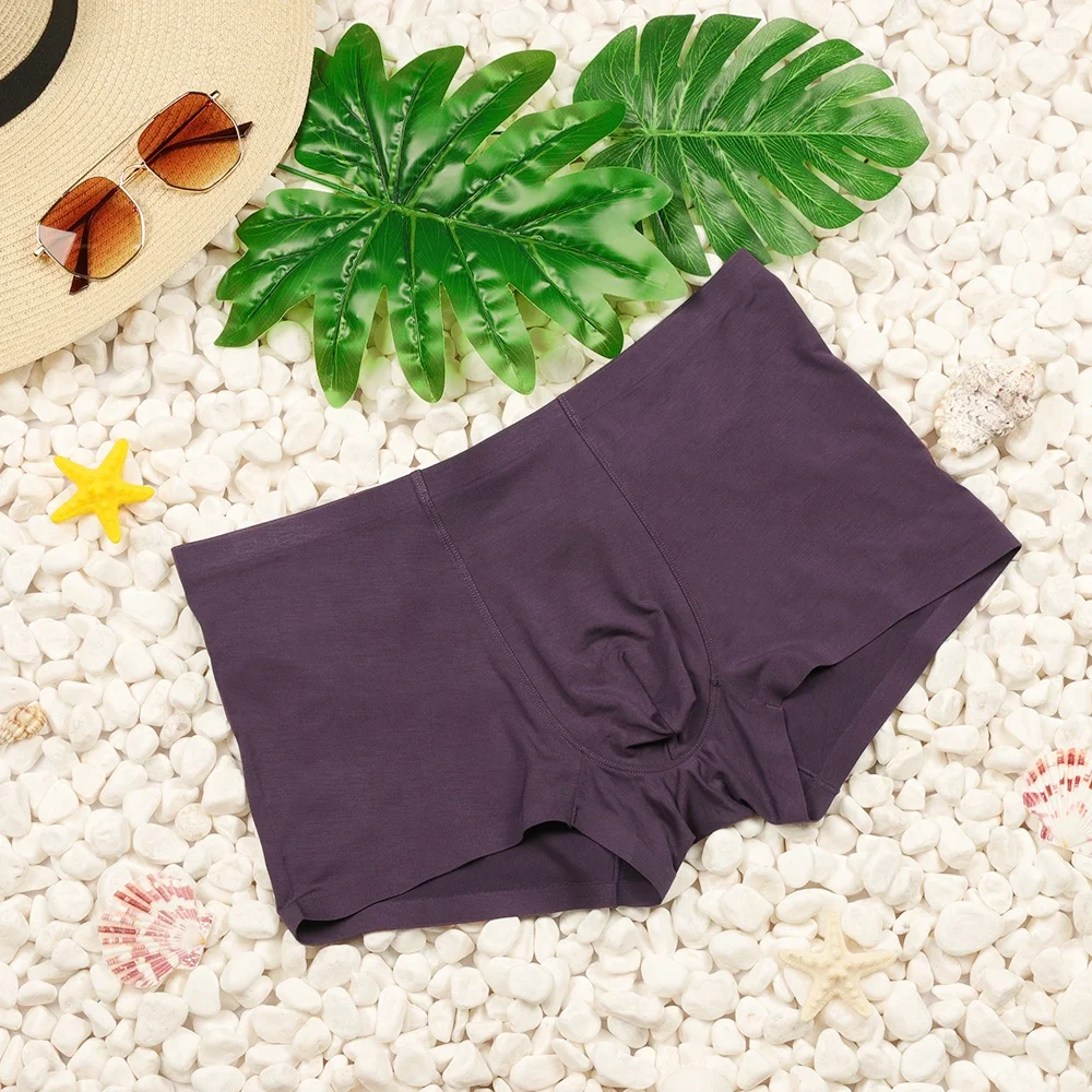 

Newly designed high quality dark purple trackless large size men's underwear, N/a