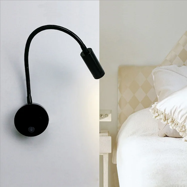 1*3W Flexible Gooseneck LED Reading Lamp Bedside Wall Light with Switch
