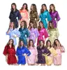 Customize Embroider solid color Satin plain robe
