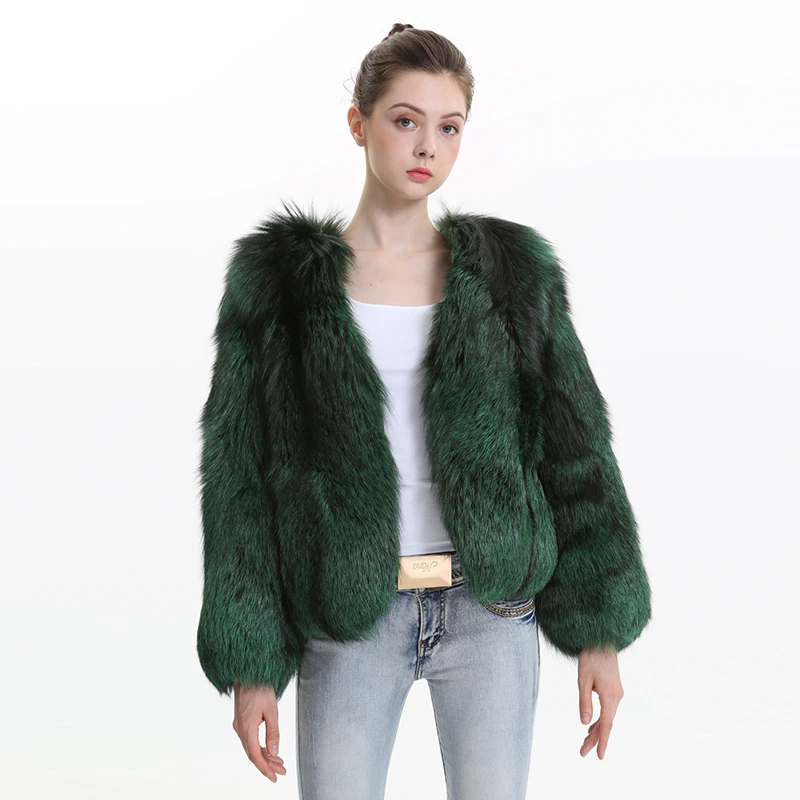 

2018 Women Fashion Luxury Real Natural Silver Fox Fur Coat Winter Fluffy Thick Coats Of Lady