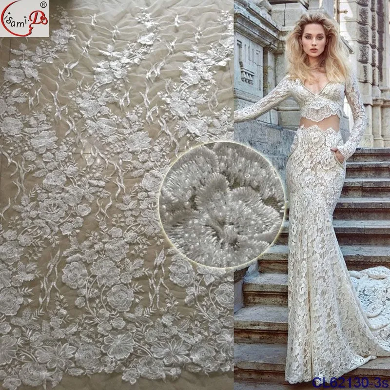 white bridal lace fabric