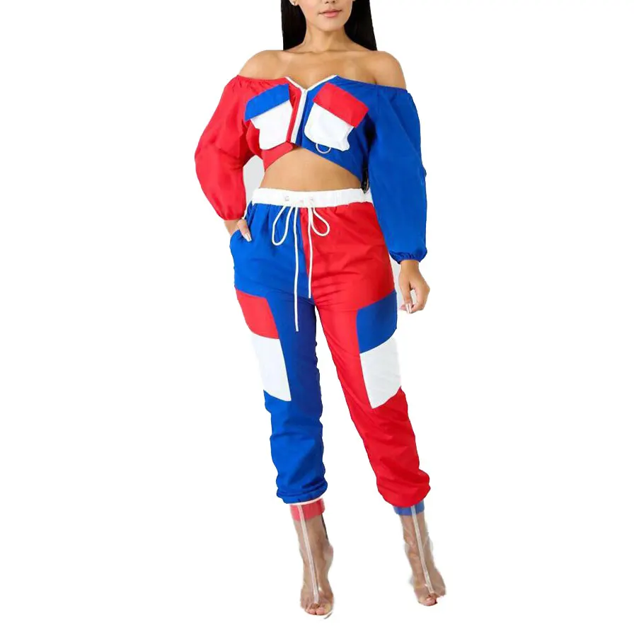 

80808-MX22 casual Slippery 2 piece sets Crop Top jumpsuits for ladies