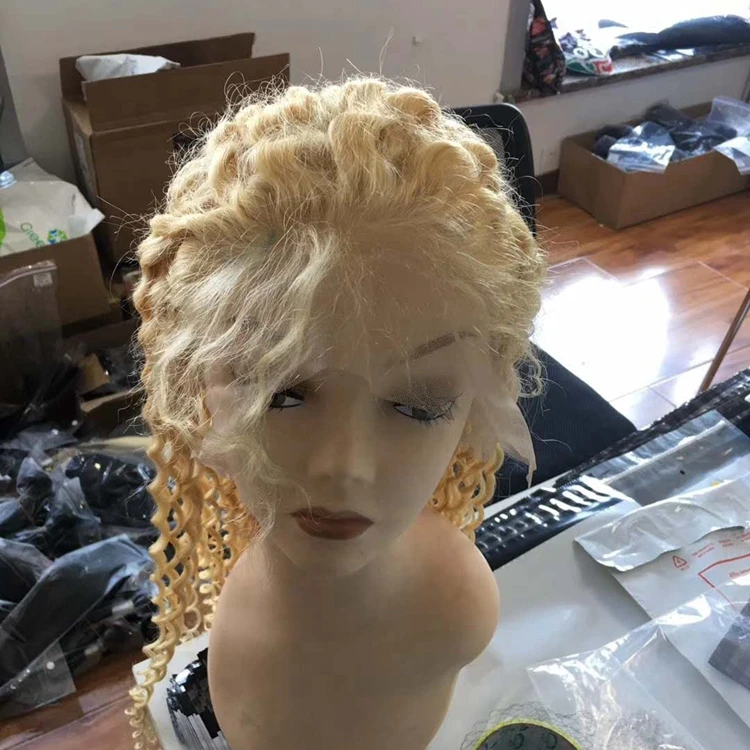 

613 deep curly human hair lace front wig 10A 613 deep curly wig