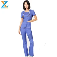 

Women's Scrub Set Notch Neck Top & Flare Leg Pant