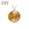 Guangdong Professional Manufacturer Orange Quartz Silver Pendant Necklace With Birds Pattern