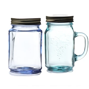 Image of Custom food Grade Glass reusable Mason Jar with Logo , mason Jar Storage glass jar