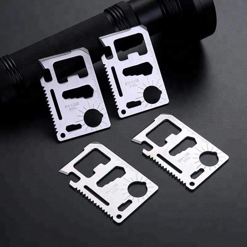 

wholesale portable Mini survival multifunctional metal tool card bottle opener