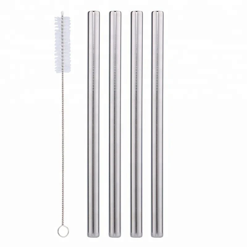 

304 Stainless Steel Straws Bubble Tea 12mm Diameter Straws, Silver stainless steel straw