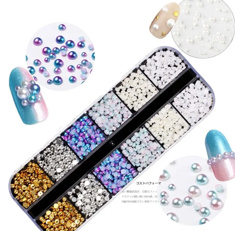 

Pearl Nail Decoration Rhinestones Manicure DIY Nail Art Accessories in Wheel
