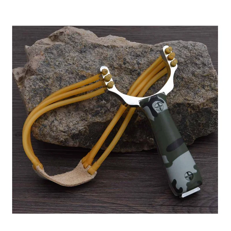 

Hunting slingshot with rubber band, Camouflage;wood