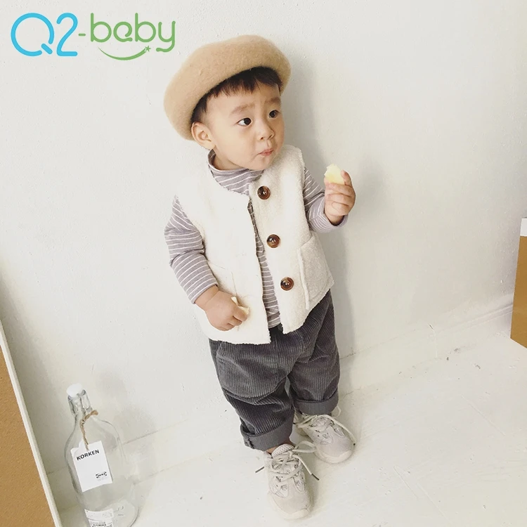 
Winter new products Fashion casual cashmere suede composite vest unisex baby vest 2270 