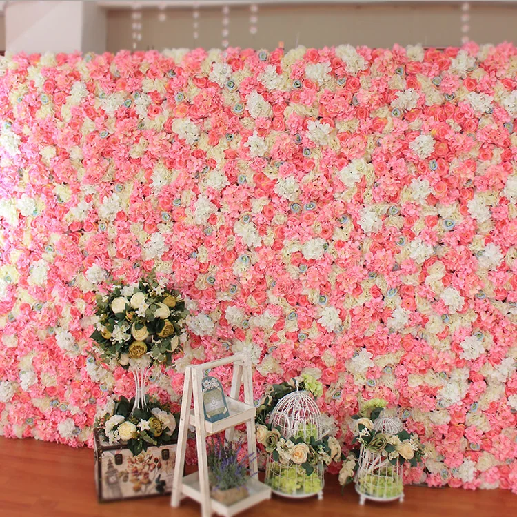 Colorful Artificial Silk Flower Plastic Grid Flower Wall Panel For ...