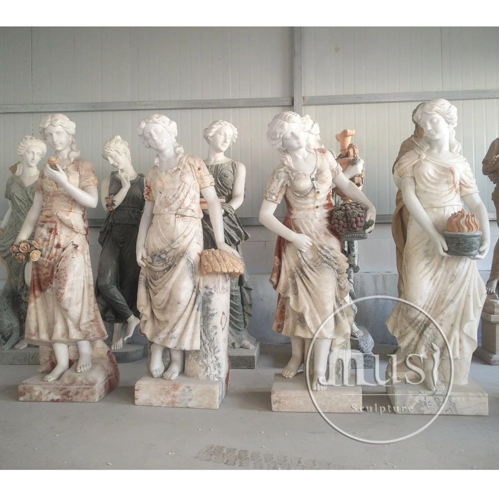 
Marble Large Outdoor White Four Season Ladies Sculptures 
