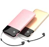Mini 10000mah ultra thin portable power bank built in cable