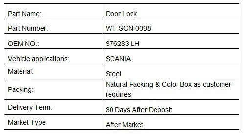 High Quality Door Lock For SCANIA Heavy Truck OE:376283 LH