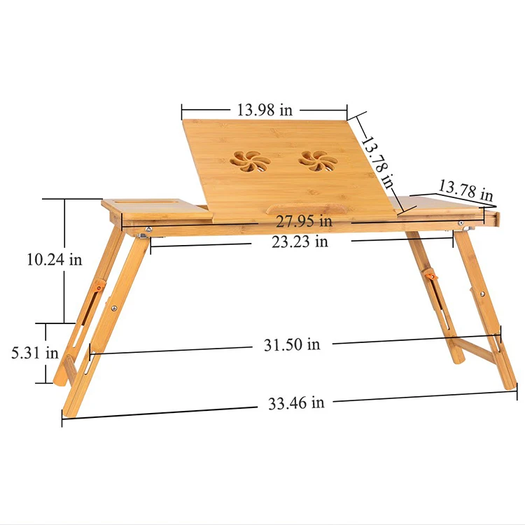 
New Design Adjustable Bamboo Laptop Table Foldable Computer Desk 