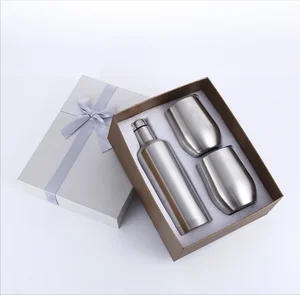 Image of 25oz+12ozgift set wine beer Water Bottle Wine Cup Stainless Steel Wine Set Double Wall Vacuum Travel Bottle Set