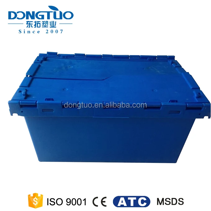 700*465*345mm Large Plastic Crate With Lid Durable Plastic Collapsible