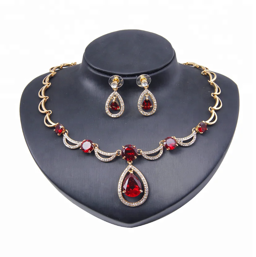Women Dubai Costume Fashion Jewelry Sets Wedding 925 silver Necklace Set