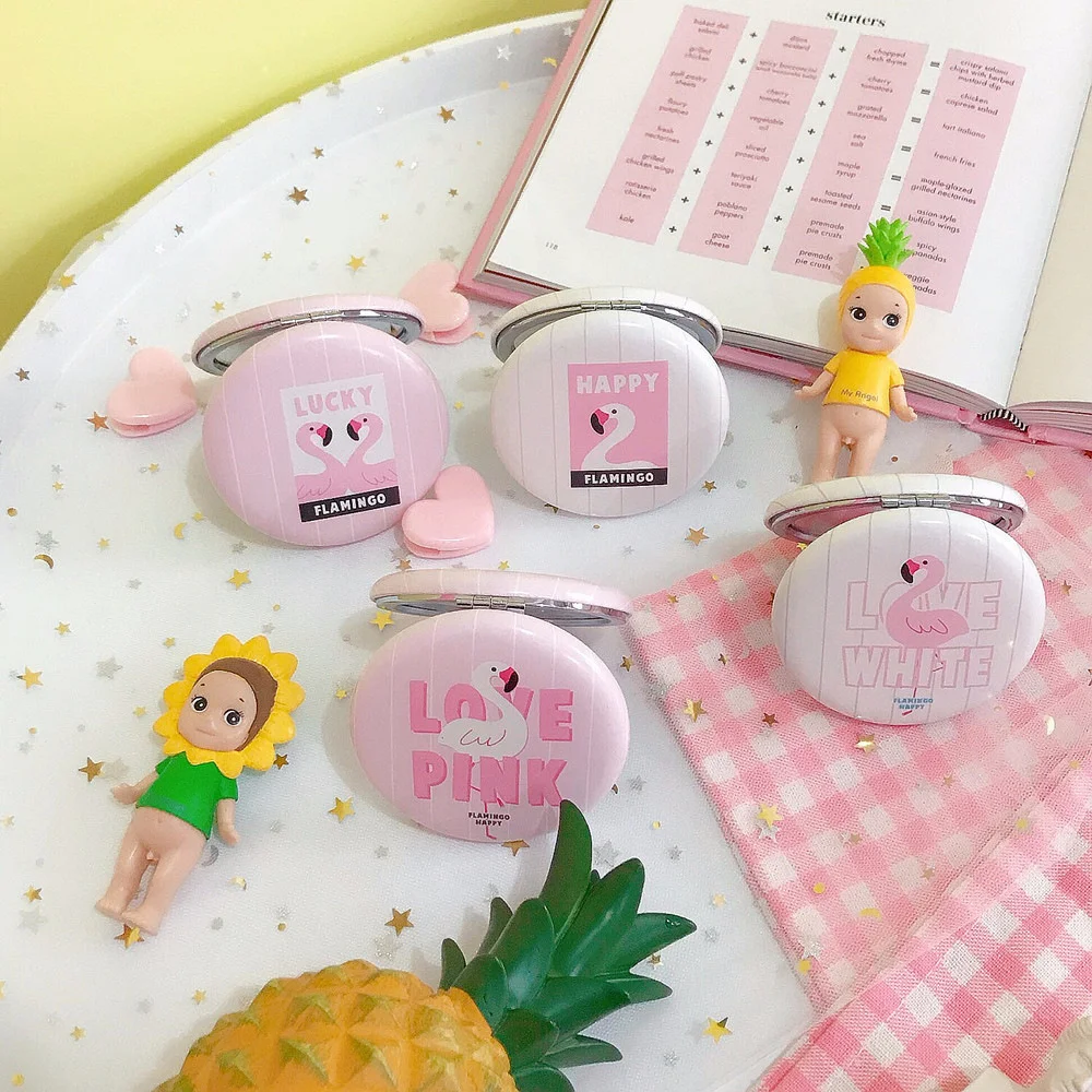 
Custom Print Logo Cute Acrylic Pocket Round Mini Make Up Hand Mirror For Makeup Small Vanity Mirror 